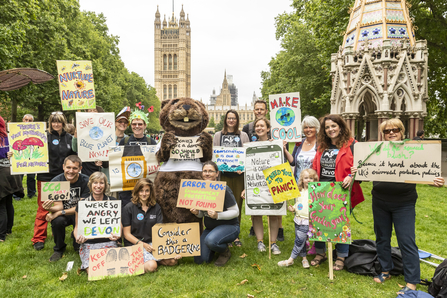 Wildlife Trust and volunteers with placards