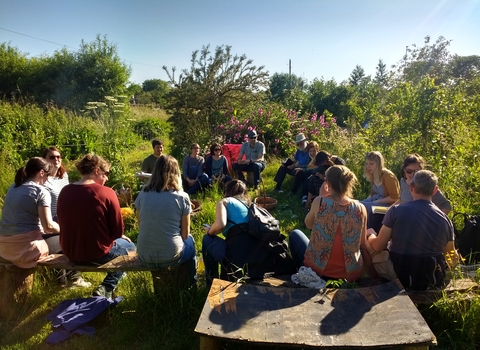 People using outside space for hire at Grow Wilder